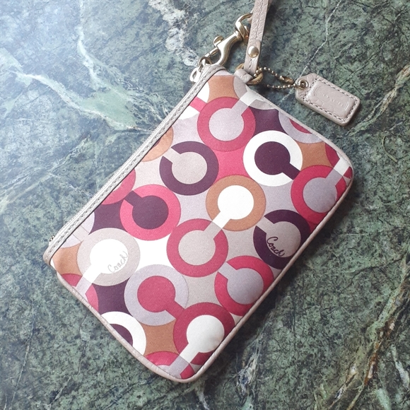 Coach Signature Patterned Leather Wristlet - Picture 6 of 7